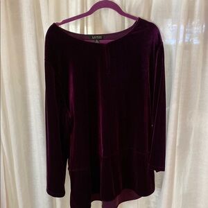 Red Long Sleeve Velvet Blouse